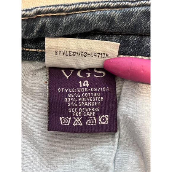 VGS Women Capri Jeans Blue Size 14 Stretchy Cotton Embroidered Pockets Mid-Rise - Picture 14 of 16